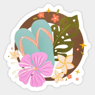 Flip flops and tropical flowers Sticker